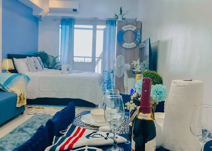 Ocean Theme Navy Blue Deluxe With Ps4 And Balcony Overlooking Bay And Zoo Near Yacht Club And Star 5* Manila